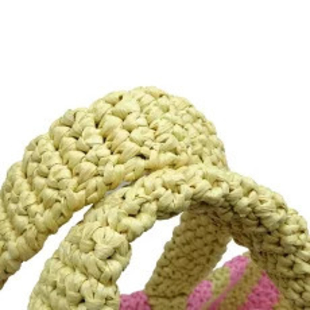 Prada RAFIA Raffia Tote Bag Shoulder Straw Tan Beige Pink - Picture 5 of 10